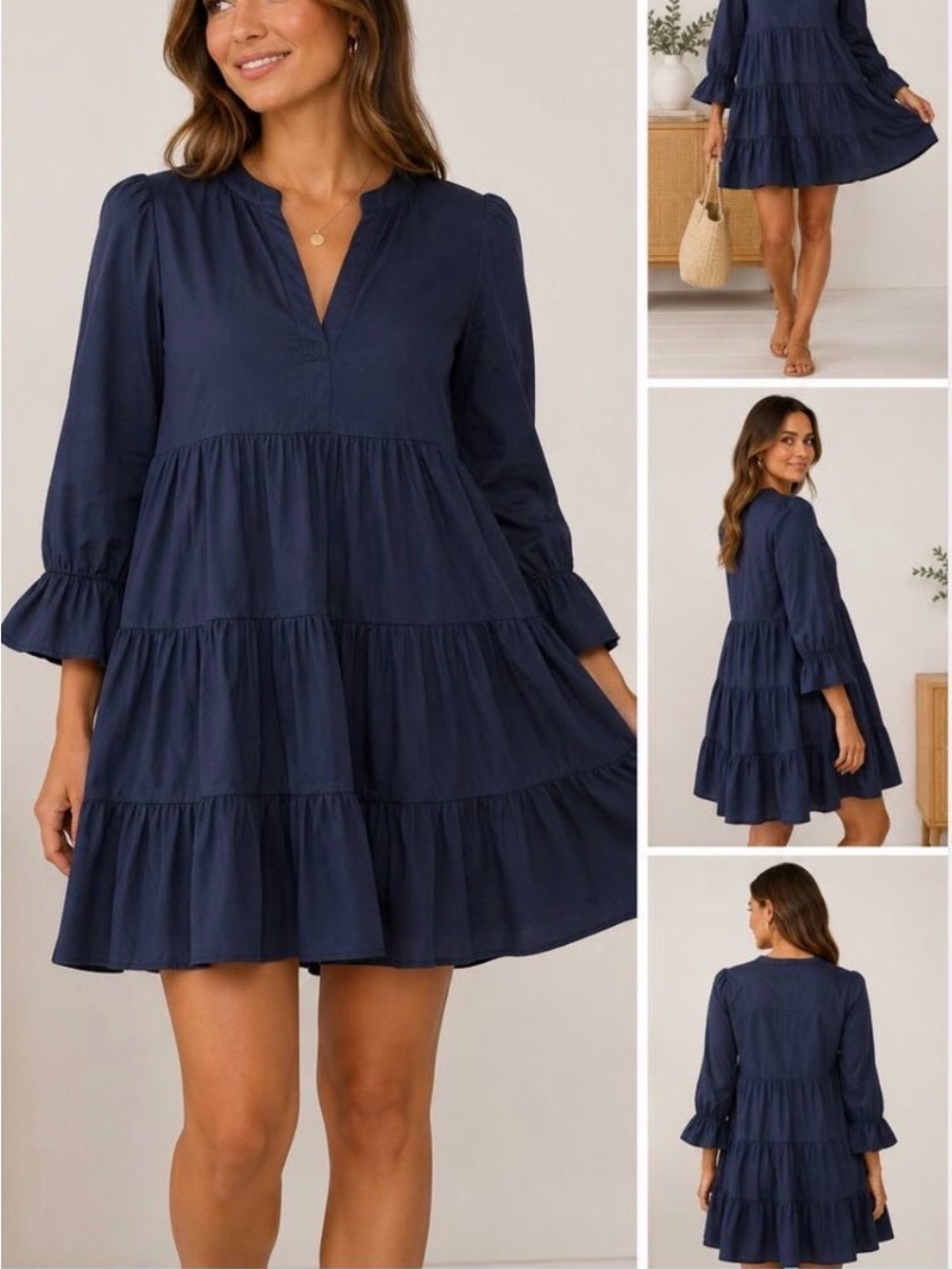 Tuckernuck Navy Tiered Babydoll Mini Dress